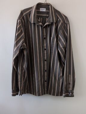 Lindbergh Casual Brown Striped Button-Up Shirt Size XXL